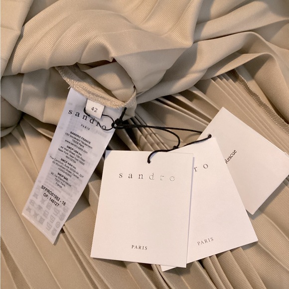 Sandro beige Alice Pleated twill shirtdress - Picture 13 of 13